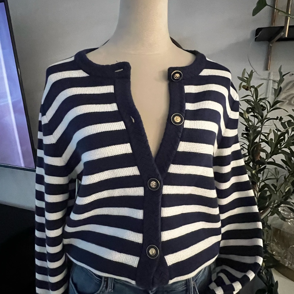 J Crew Factory Striped Lady Cardigan - Picture 4 of 5